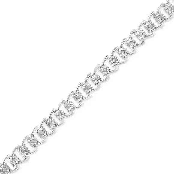 Haus of Brilliance .925 Sterling Silver 1/2 Cttw Diamond Miracle 7" Bracelet - Picture 2 of 7